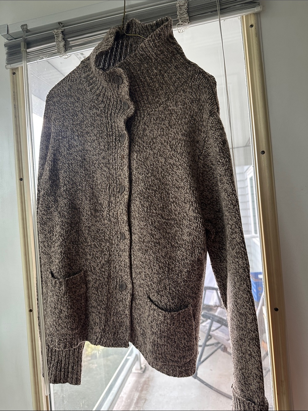 Eileen Fisher Marled Brown Cream Knit Cardigan